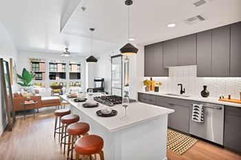 Quartz countertops in kitchens and bathrooms